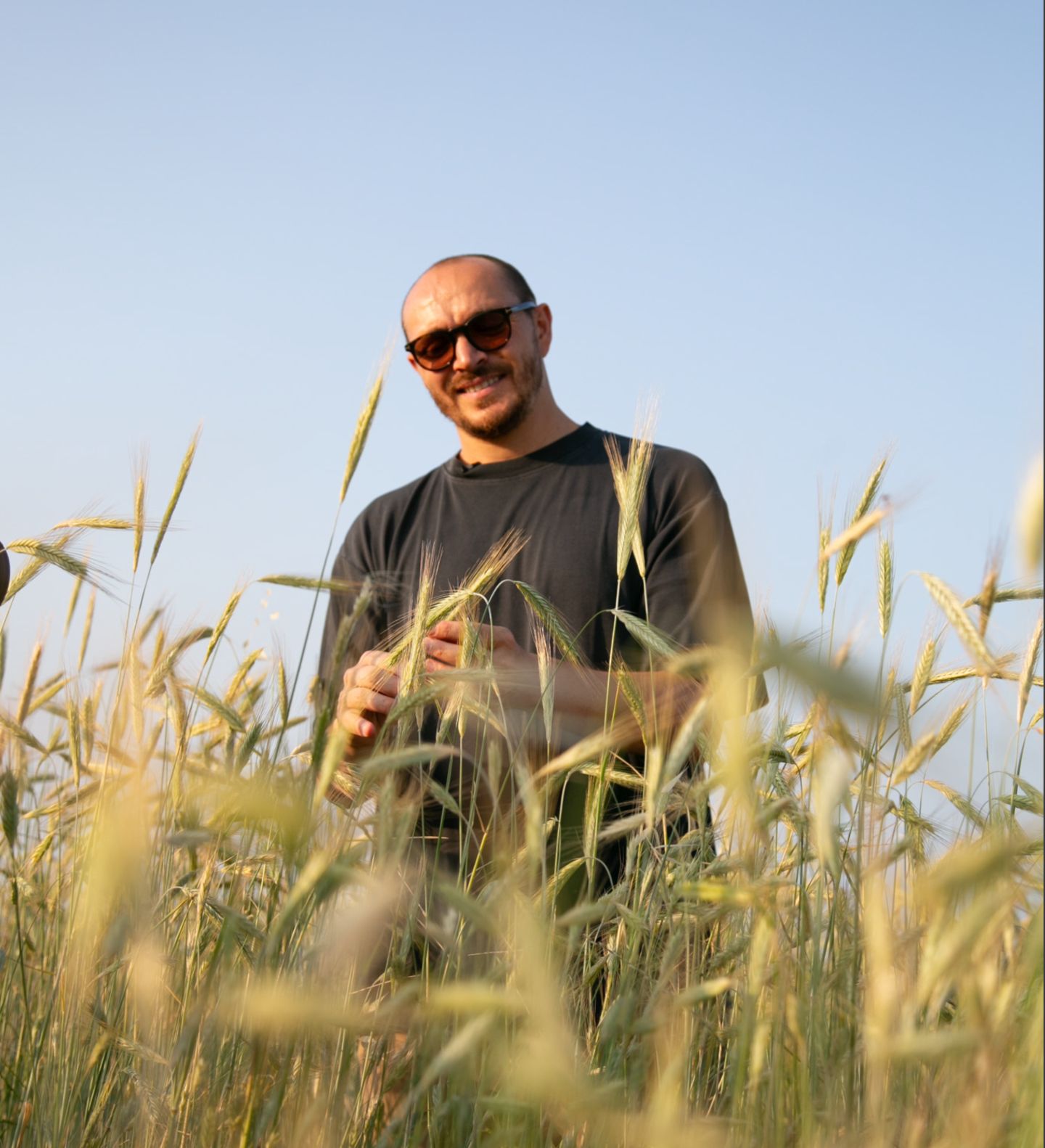 Un uomo in un campo di grano